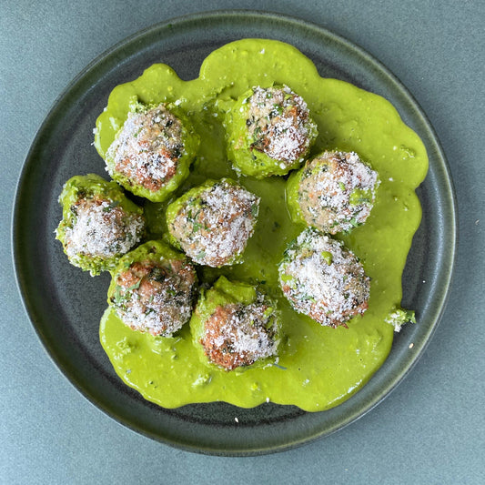 Turkey Meatballs with Kale Pesto