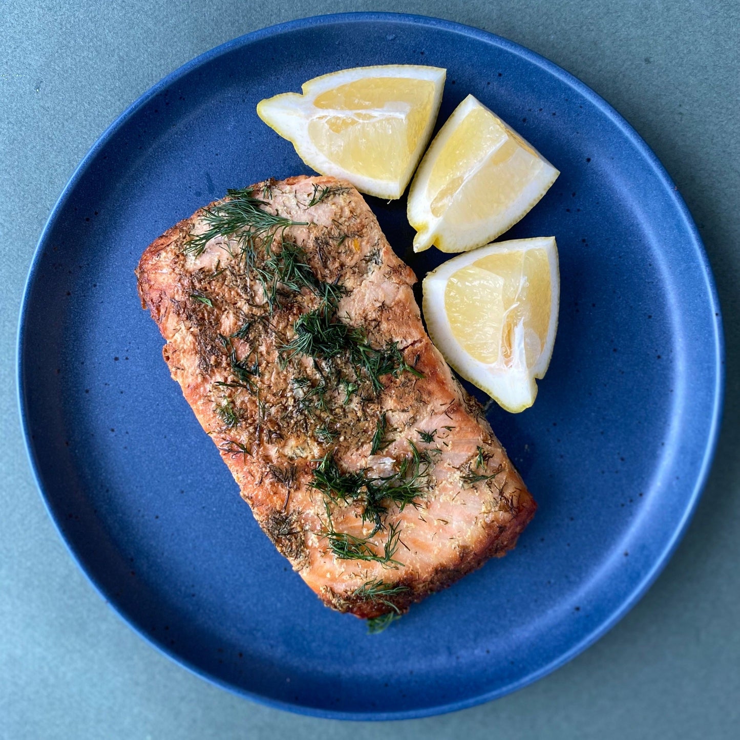 Mustard Dill Salmon with Charred Lemon