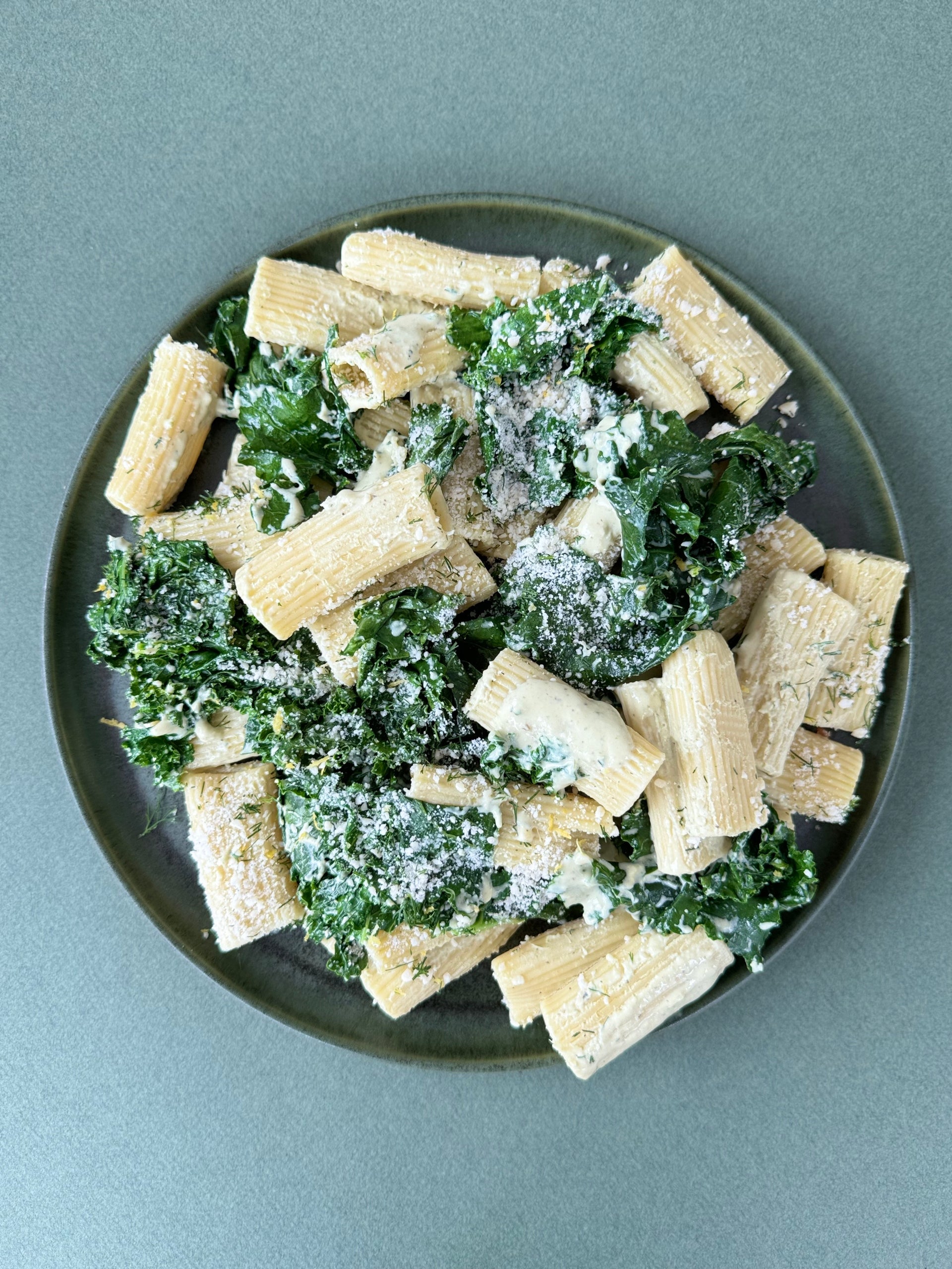 Rigatoni with Artichoke Sauce and Sautéed Kale