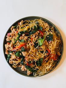 Korean-Style Sweet Potato Noodles with Chicken