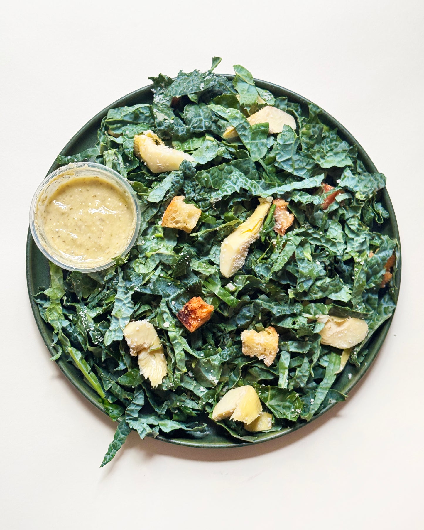 Organic Kale Salad with Artichokes and Champagne Caesar Vinaigrette