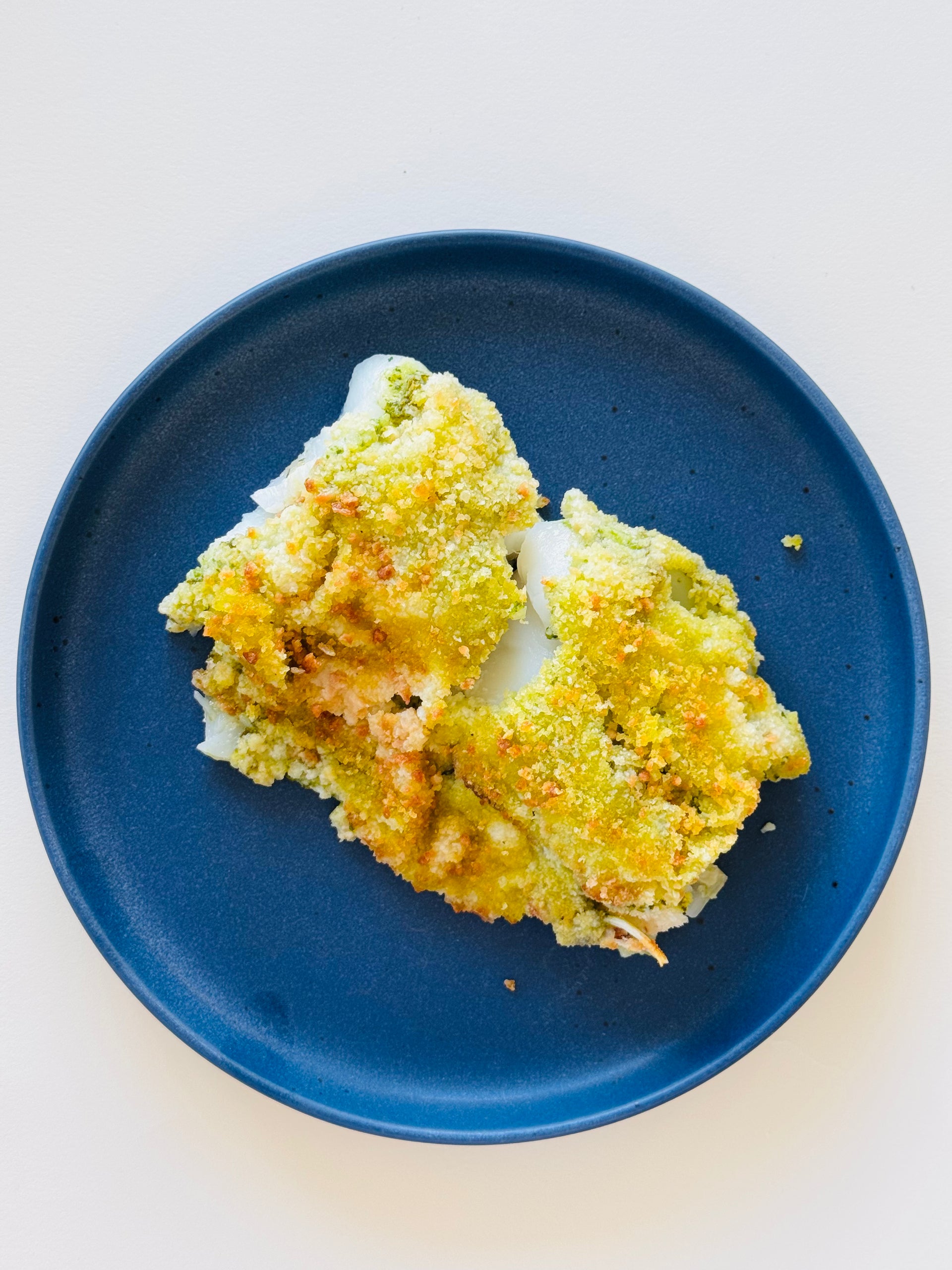 Crispy Pesto Baked Fish with Lemon