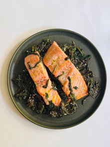 Faroe Island Salmon with Sautéed Spinach