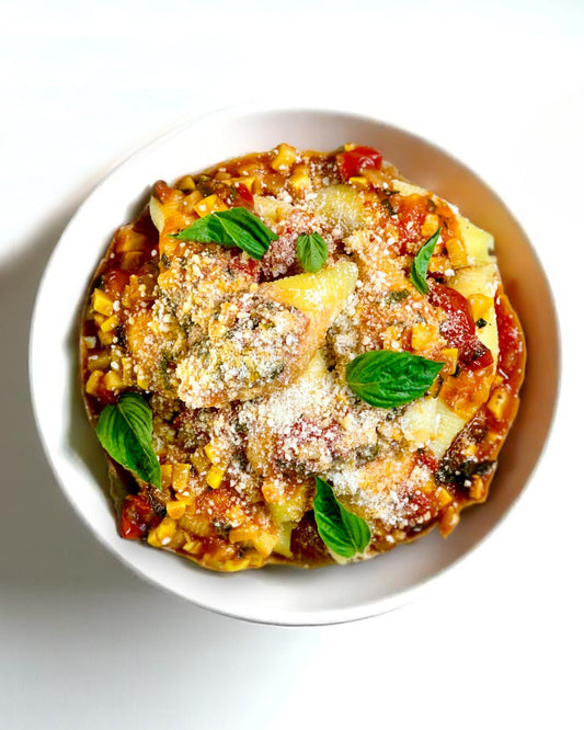 Stuffed Shells with Yellow Squash Bolognese