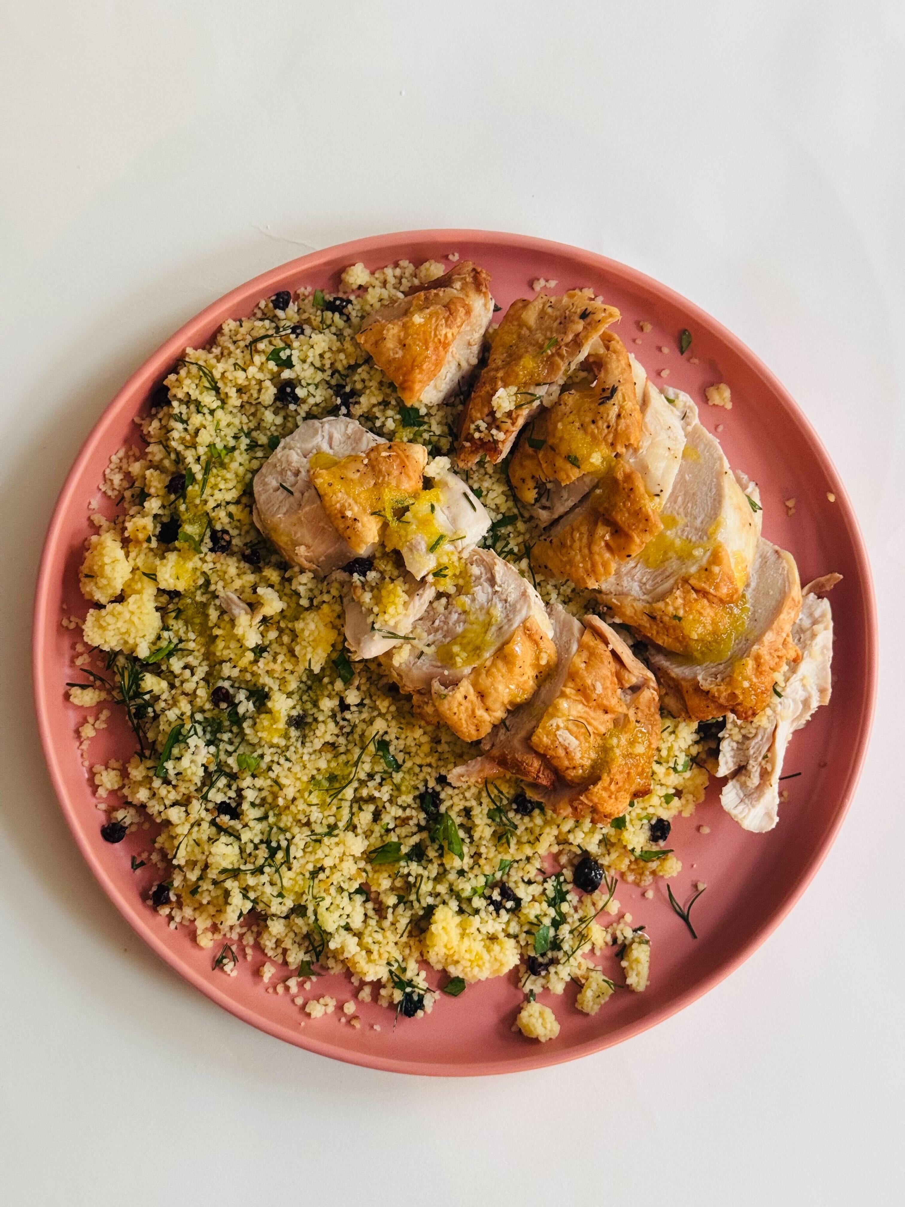 Thyme Chicken Breast with Lemon Herbed Couscous