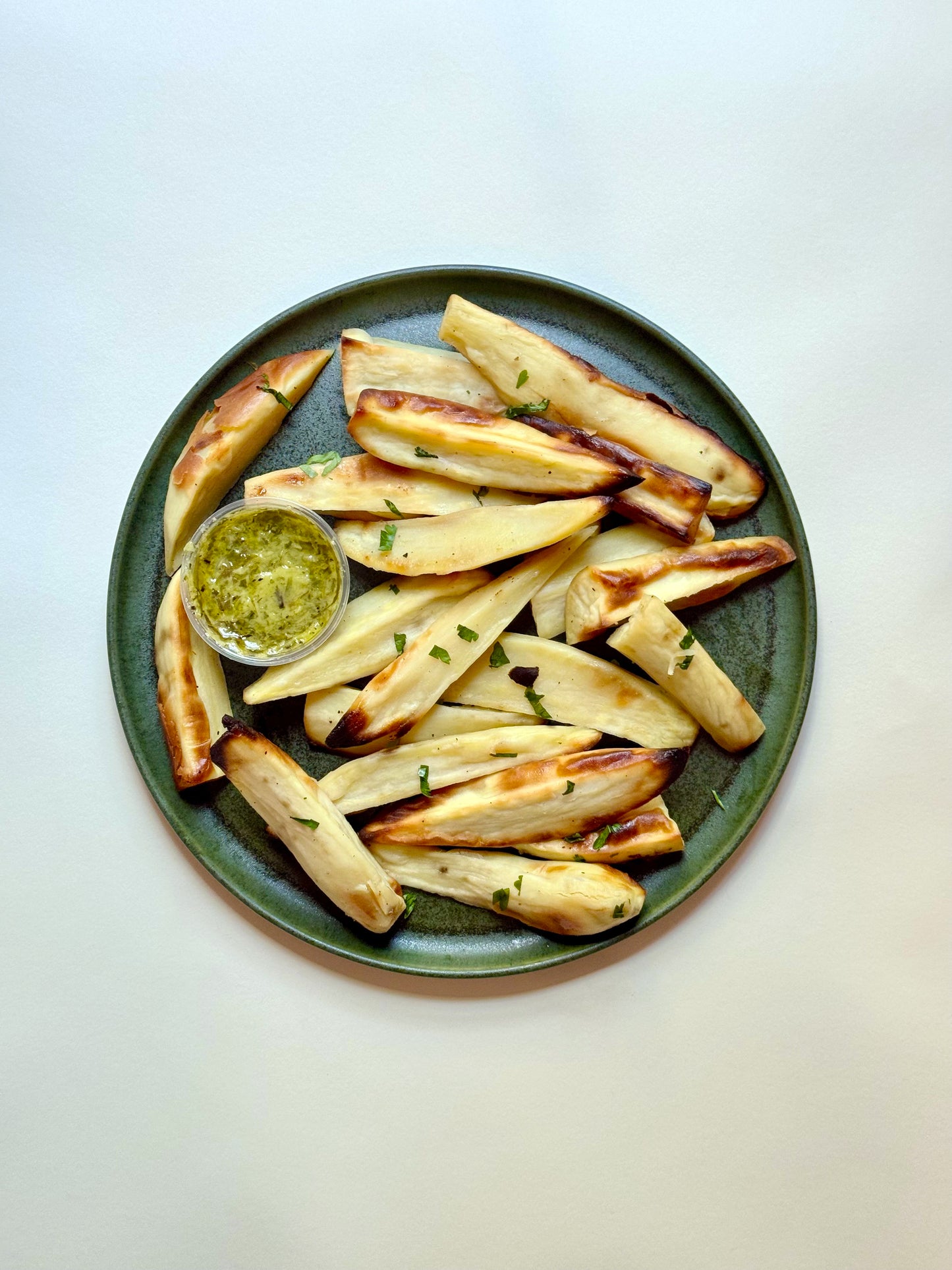 Roasted White Sweet Potatoes with Scallion Vinaigrette