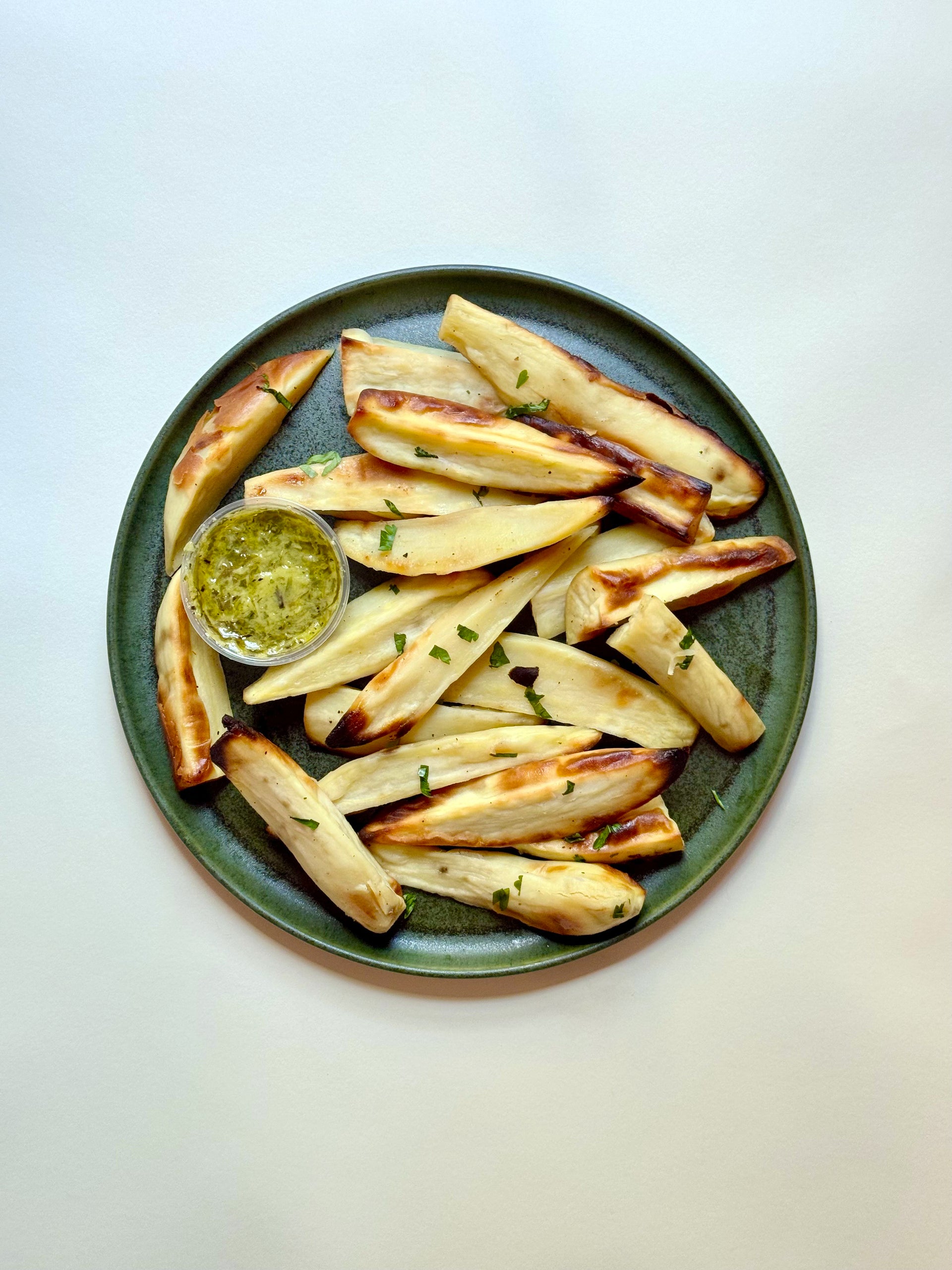 Roasted White Sweet Potatoes with Scallion Vinaigrette