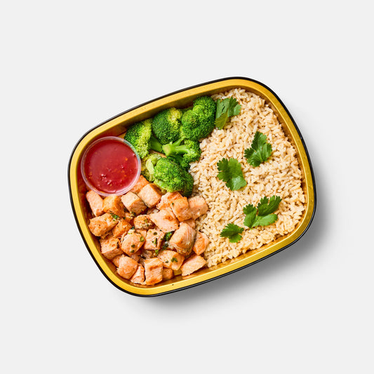 Crispy Salmon Sushi Bowls with Brown Rice & Broccoli