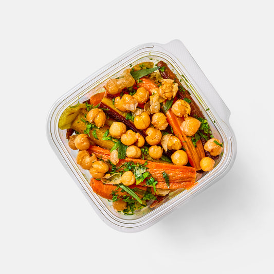 Carrots with Crispy Chickpeas and Carrot Top Pesto