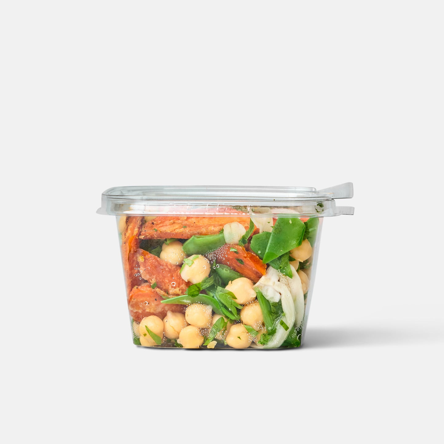 Tahini Chickpea Salad with Snow Peas and Roasted Carrots