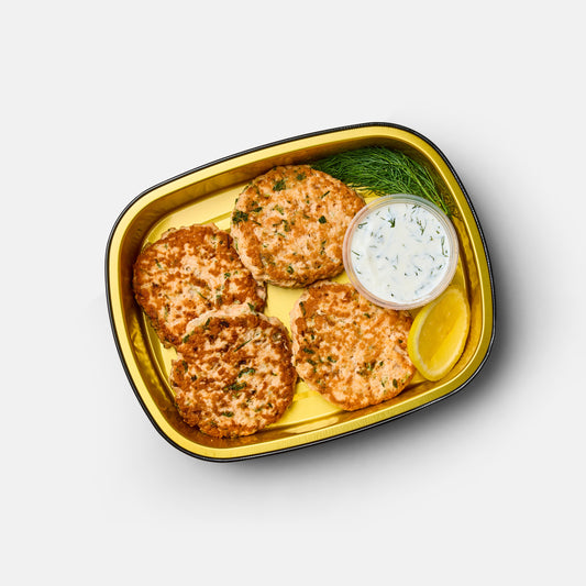 Grain-Free Norwegian Salmon Cakes with Yogurt Sauce