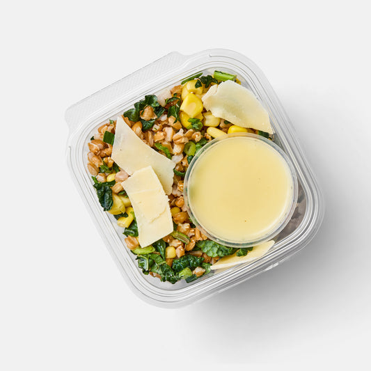 Charred Corn Farro with Kale and Manchego
