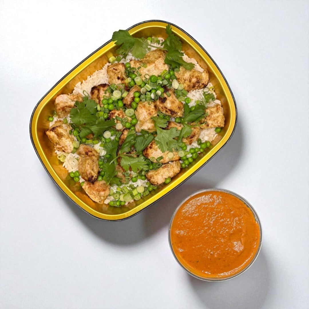 Indian Butter Chicken with Tomato, Peas and Basmati Rice
