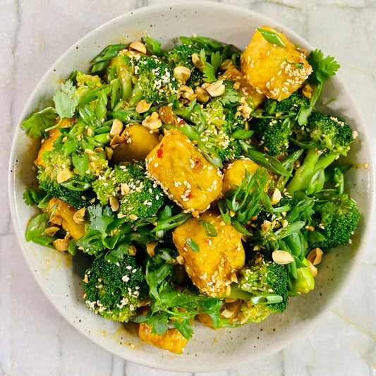 Sweet & Sour Tofu with Broccoli and Peanuts