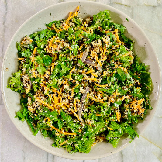 Ginger Quinoa Salad with Mustard Greens