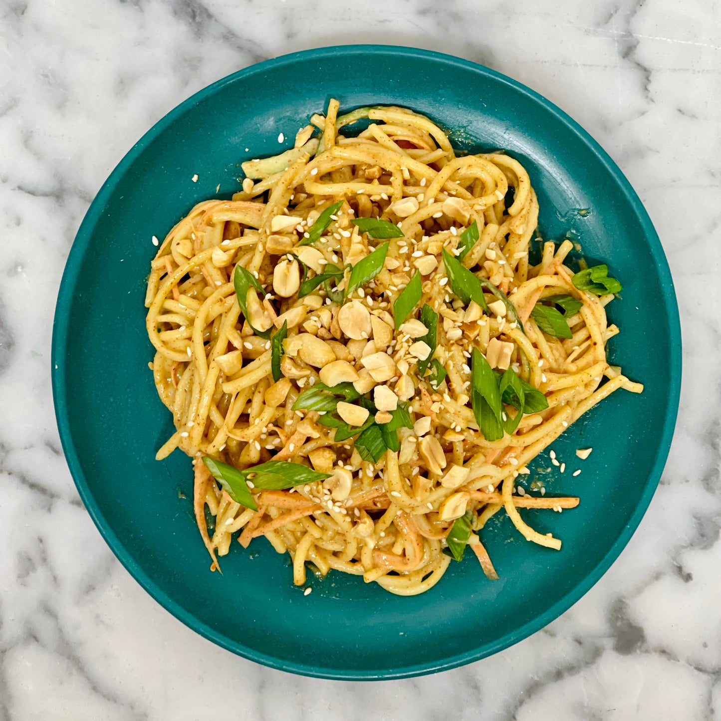 Peanut Sesame Noodles with Cucumbers & Scallion